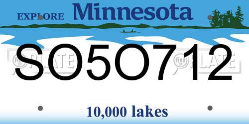 SO5O712 Minnesota License Plate