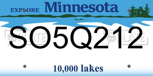 SO5Q212 Minnesota License Plate