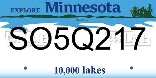 SO5Q217 Minnesota License Plate