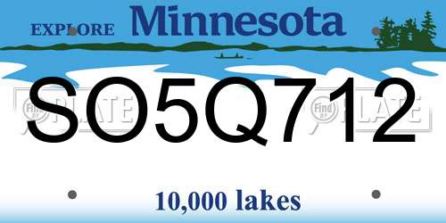 SO5Q712 Minnesota License Plate