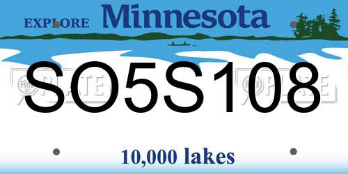 SO5S108 Minnesota License Plate