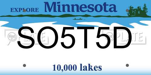 SO5T5D Minnesota License Plate