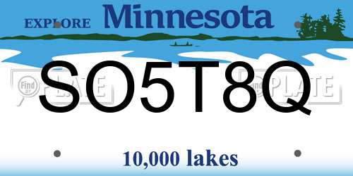SO5T8Q Minnesota License Plate