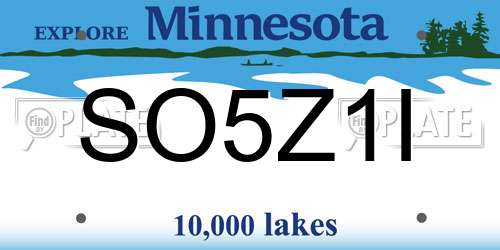 SO5Z1I Minnesota License Plate