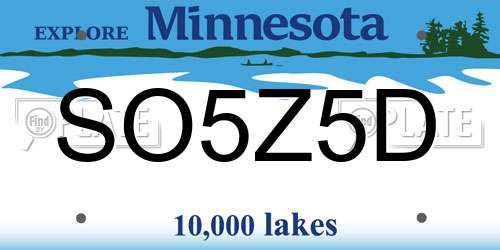 SO5Z5D Minnesota License Plate