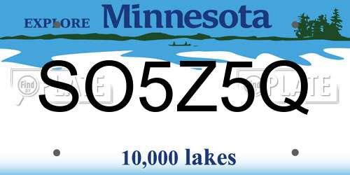 SO5Z5Q Minnesota License Plate