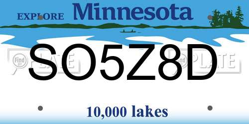 SO5Z8D Minnesota License Plate