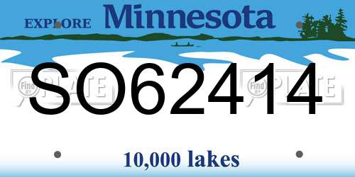 SO62414 Minnesota License Plate