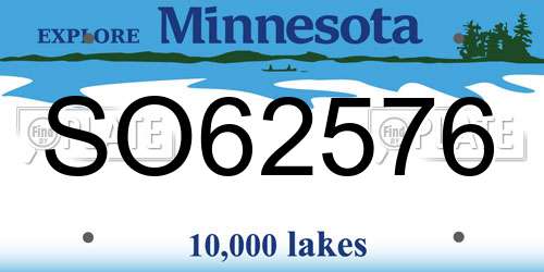 SO62576 Minnesota License Plate