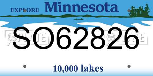 SO62826 Minnesota License Plate