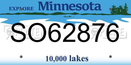 SO62876 Minnesota License Plate