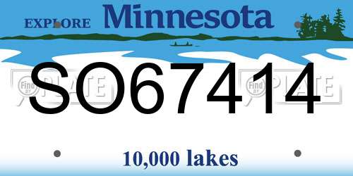 SO67414 Minnesota License Plate