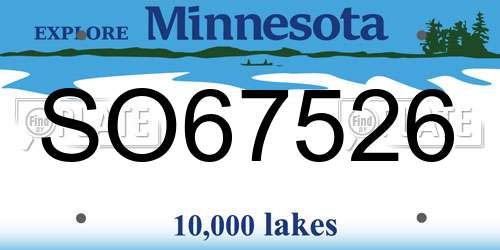 SO67526 Minnesota License Plate