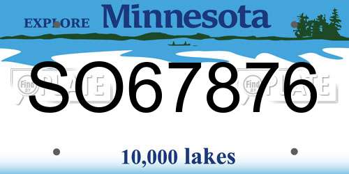 SO67876 Minnesota License Plate