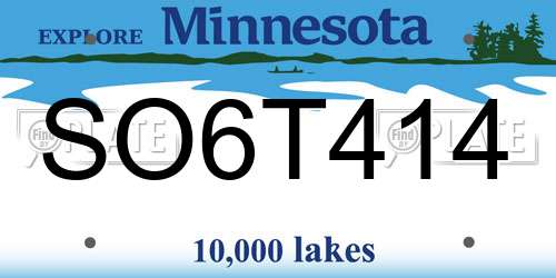 SO6T414 Minnesota License Plate