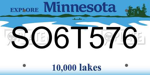 SO6T576 Minnesota License Plate