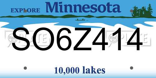 SO6Z414 Minnesota License Plate