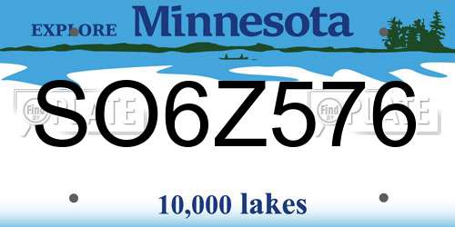 SO6Z576 Minnesota License Plate