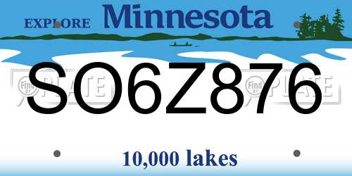 SO6Z876 Minnesota License Plate