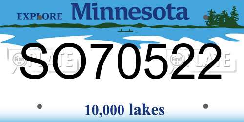 SO70522 Minnesota License Plate