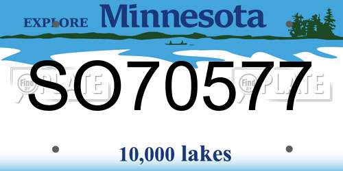 SO70577 Minnesota License Plate