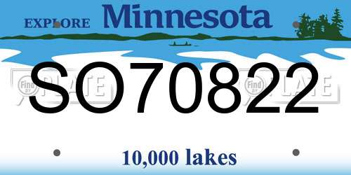 SO70822 Minnesota License Plate