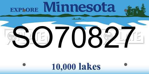 SO70827 Minnesota License Plate