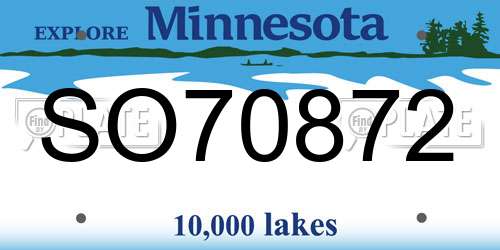 SO70872 Minnesota License Plate