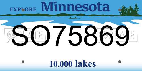 SO75869 Minnesota License Plate
