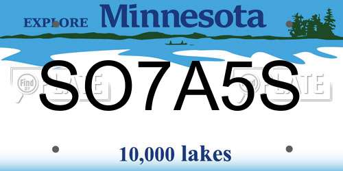 SO7A5S Minnesota License Plate