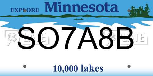 SO7A8B Minnesota License Plate