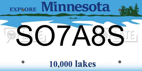 SO7A8S Minnesota License Plate