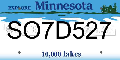 SO7D527 Minnesota License Plate