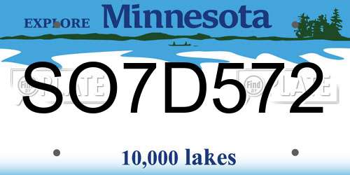 SO7D572 Minnesota License Plate