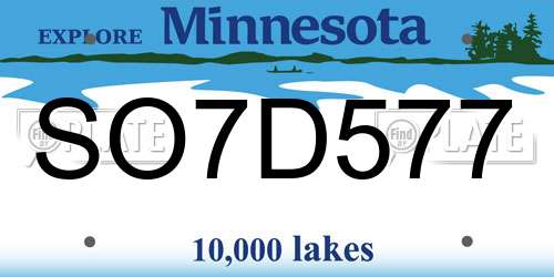 SO7D577 Minnesota License Plate