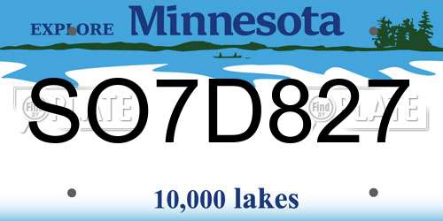 SO7D827 Minnesota License Plate