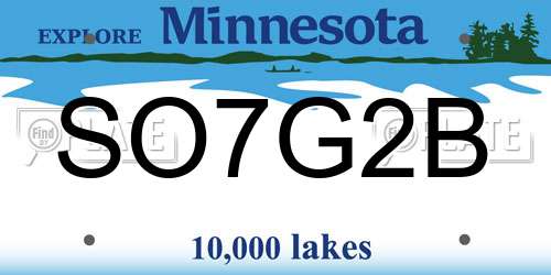 SO7G2B Minnesota License Plate