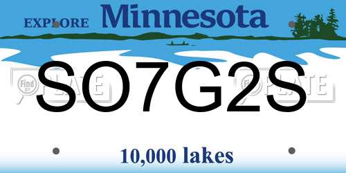 SO7G2S Minnesota License Plate