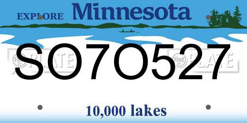 SO7O527 Minnesota License Plate