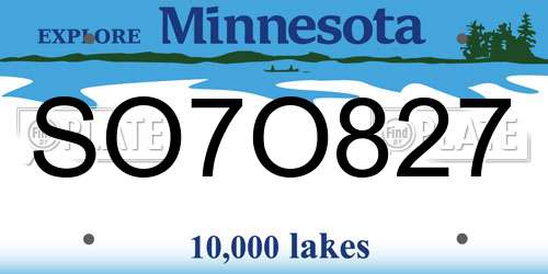 SO7O827 Minnesota License Plate