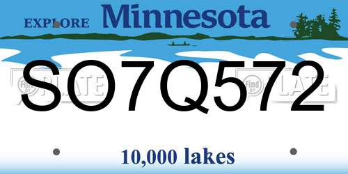 SO7Q572 Minnesota License Plate