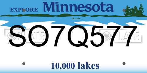 SO7Q577 Minnesota License Plate