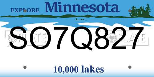 SO7Q827 Minnesota License Plate