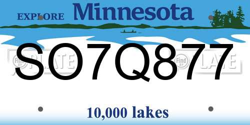 SO7Q877 Minnesota License Plate
