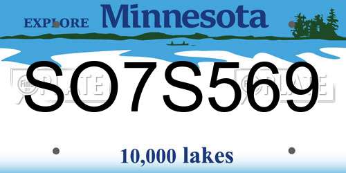 SO7S569 Minnesota License Plate