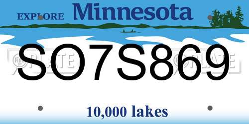 SO7S869 Minnesota License Plate