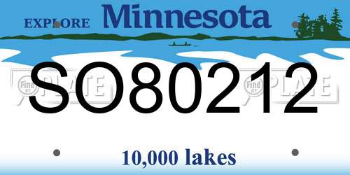 SO80212 Minnesota License Plate