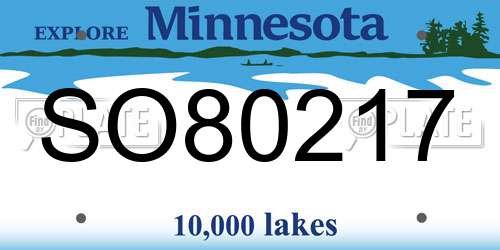 SO80217 Minnesota License Plate