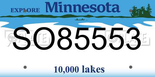 SO85553 Minnesota License Plate