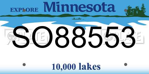 SO88553 Minnesota License Plate